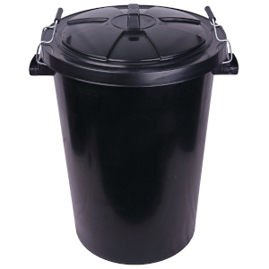 Black Dustbin with lid 90L