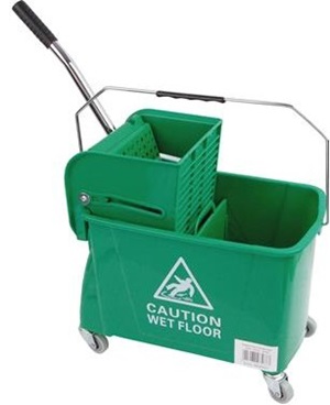 Flat Mop Combo Mopping Unit Green - with Castors